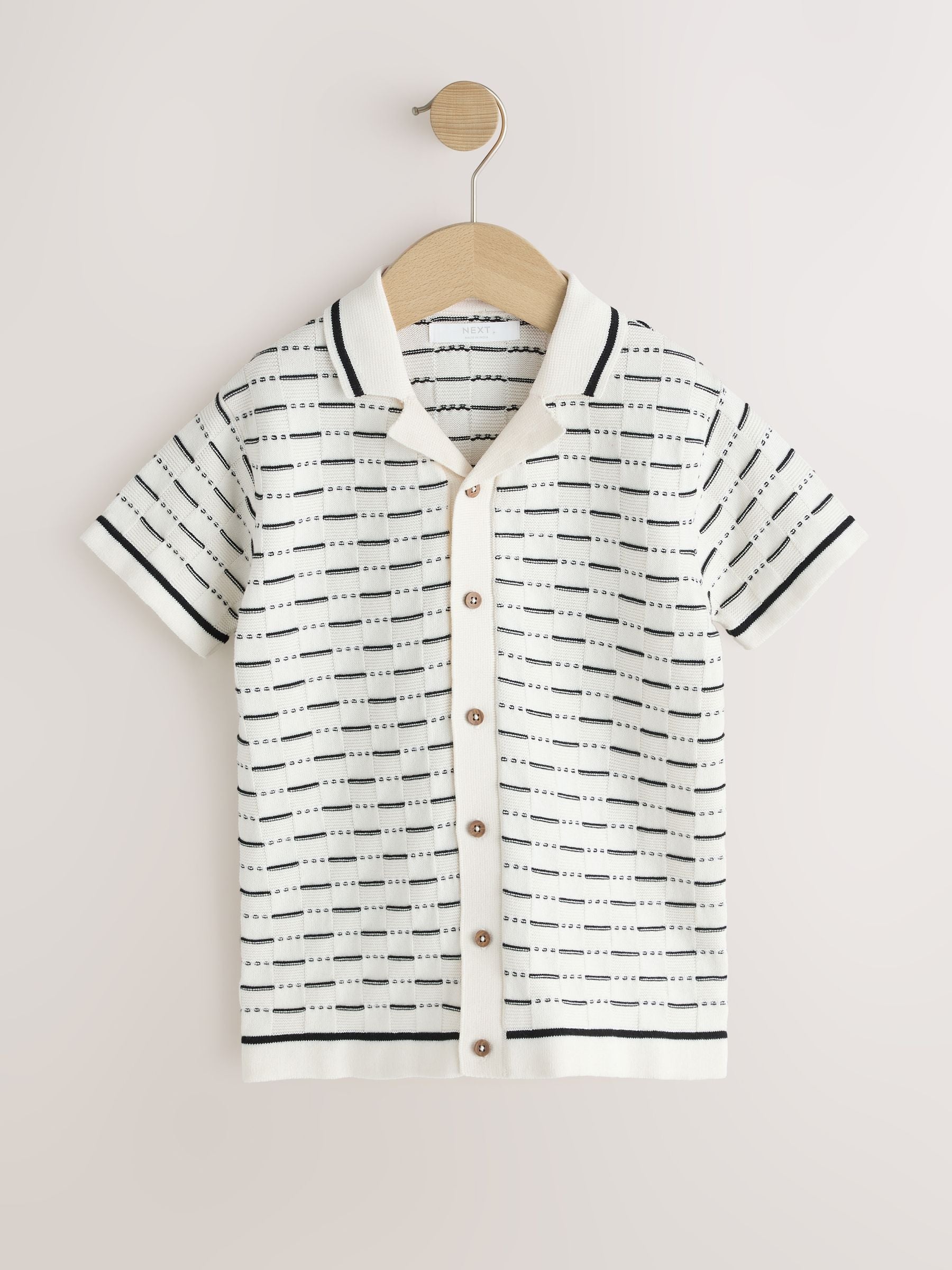 Dsiney Kidz - Navy/White Textured Revere Collar Knitted Polo Shirt (3-16yrs) image 1