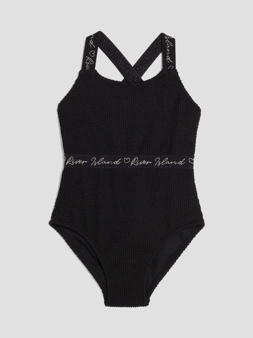 Dsiney Kidz - River Island Black Elastic Textured Swimsuit image 1
