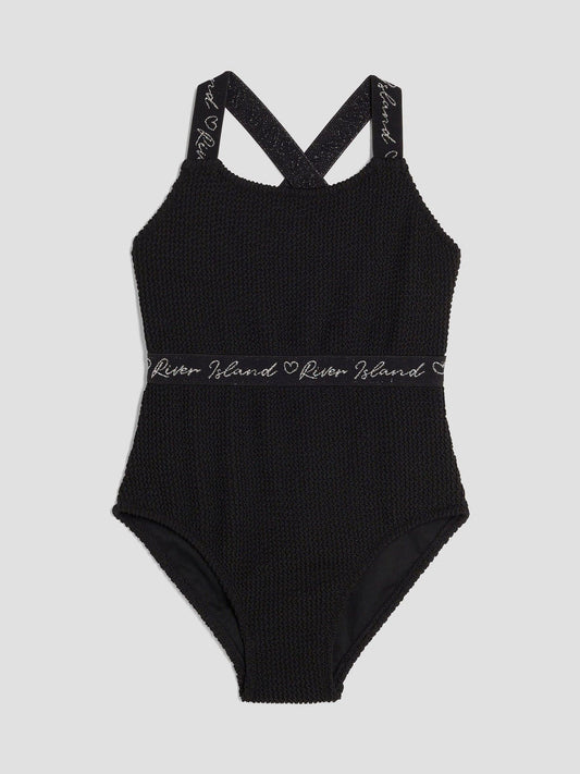Dsiney Kidz - River Island Black Elastic Textured Swimsuit image 1