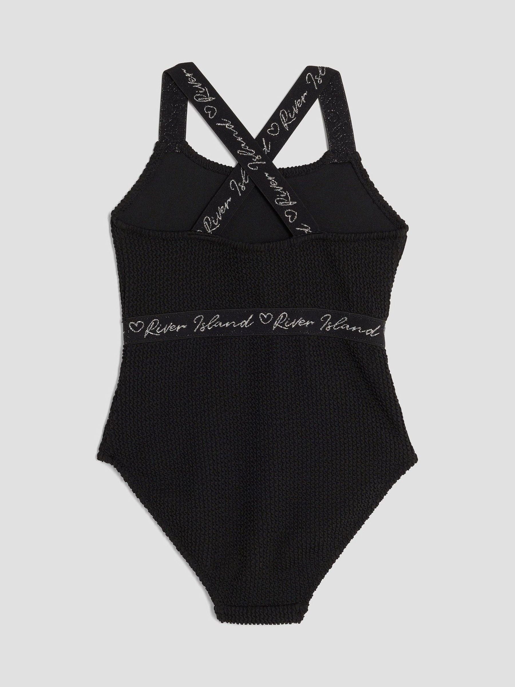 Dsiney Kidz - River Island Black Elastic Textured Swimsuit image 2