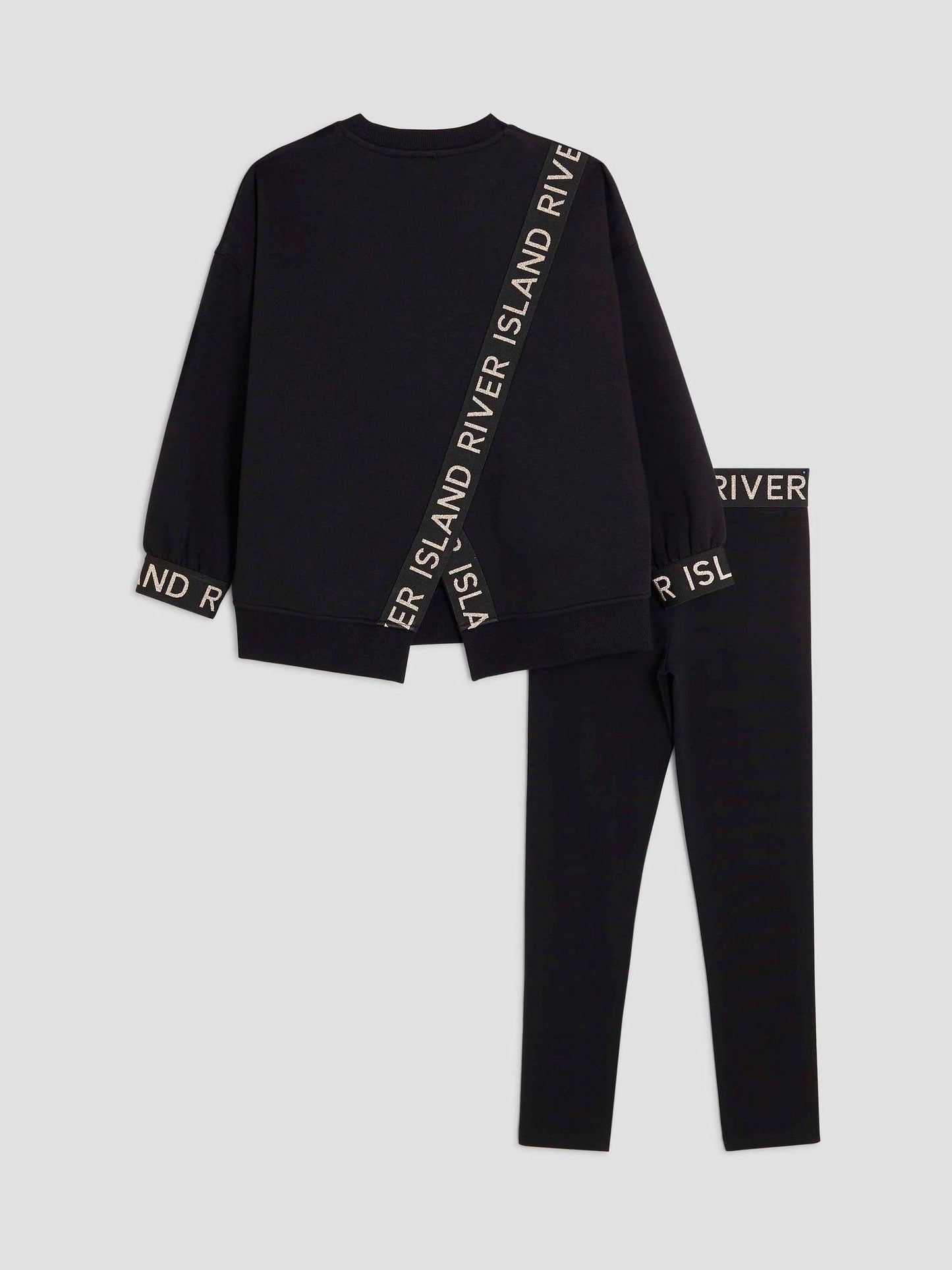 Dsiney Kidz - River Island Black Split Back Top and Leggings Set image 2