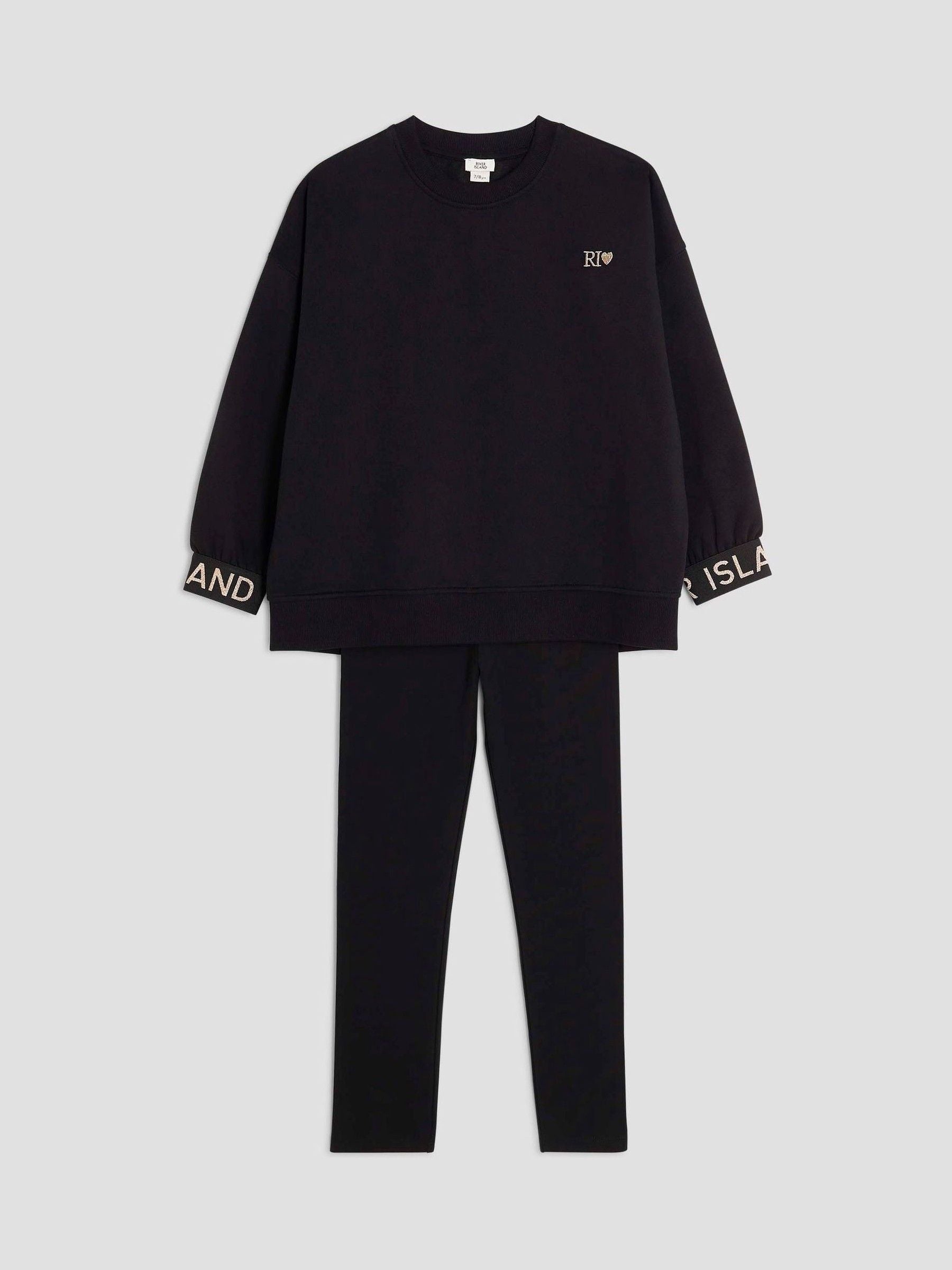 Dsiney Kidz - River Island Black Split Back Top and Leggings Set image 3