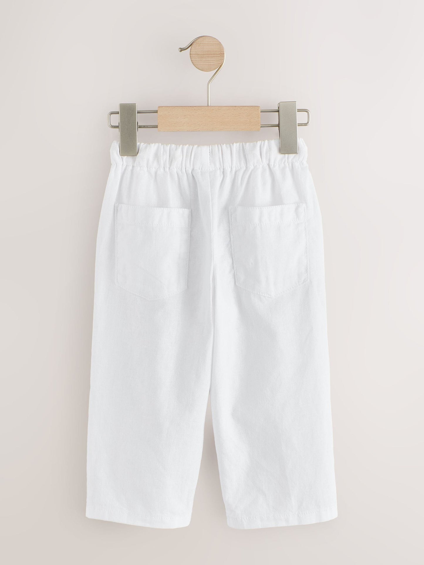 White Wide Fit Linen Blend Pull on Trousers (3mths-7yrs) image 6