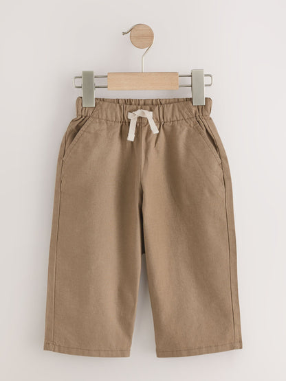 Tan Brown Wide Fit Linen Blend Pull on Trousers (3mths-7yrs) image 5