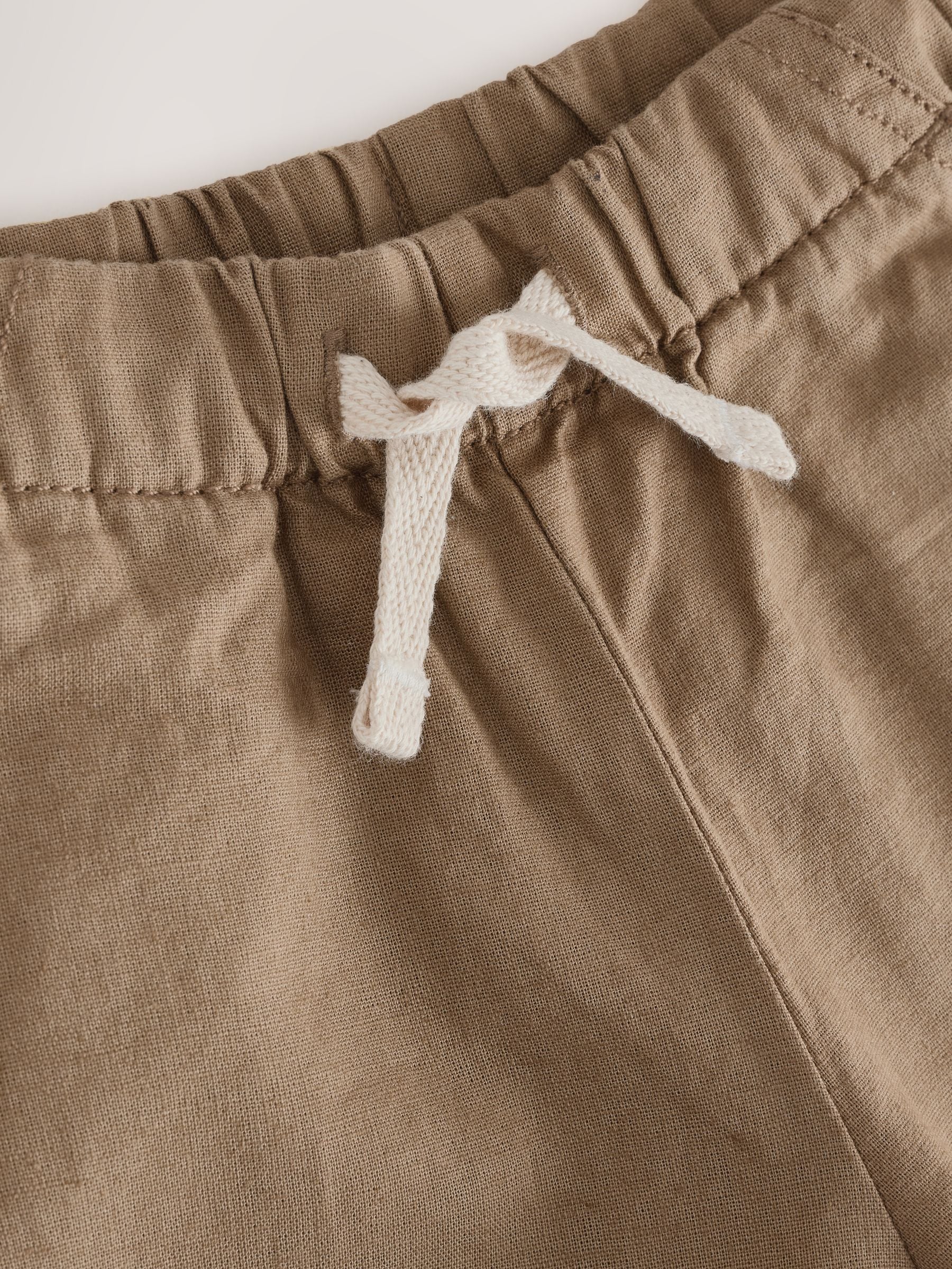 Tan Brown Wide Fit Linen Blend Pull on Trousers (3mths-7yrs) image 7