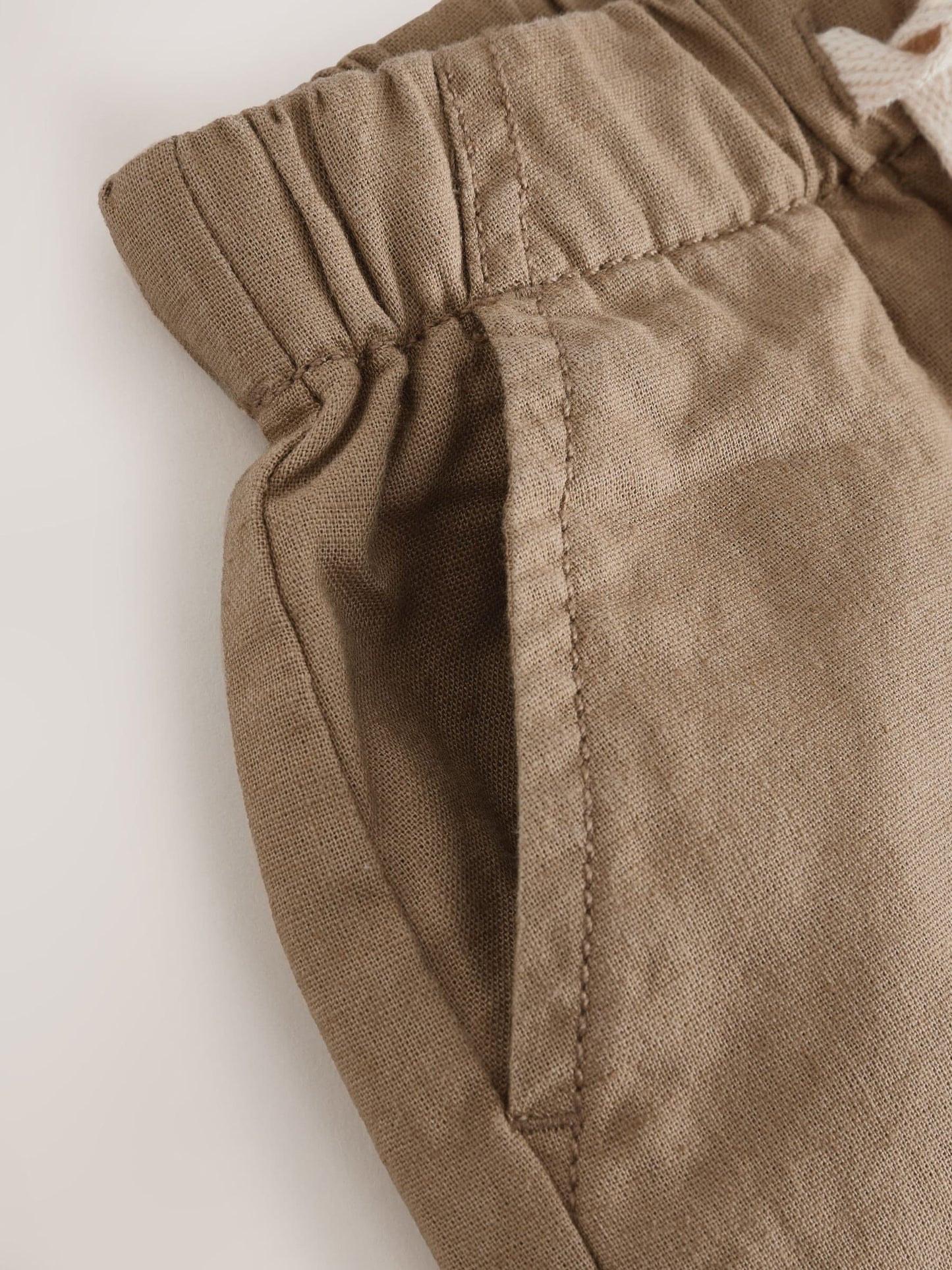 Tan Brown Wide Fit Linen Blend Pull on Trousers (3mths-7yrs) image 8