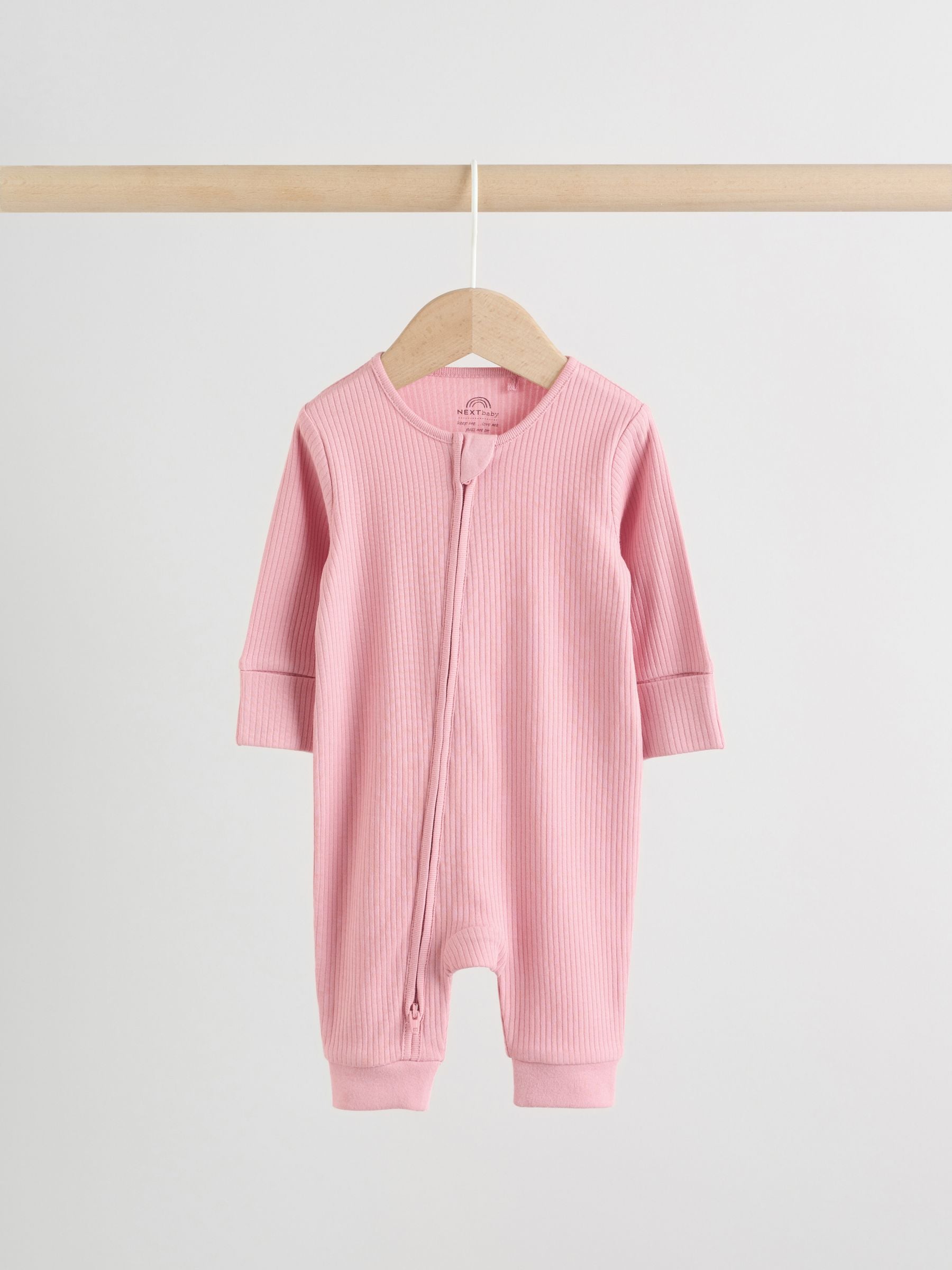 Pink 5 Pack Two Way Zip Baby Footless Sleepsuits (0mths-3yrs) image 3