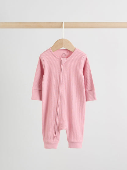Pink 5 Pack Two Way Zip Baby Footless Sleepsuits (0mths-3yrs) image 3