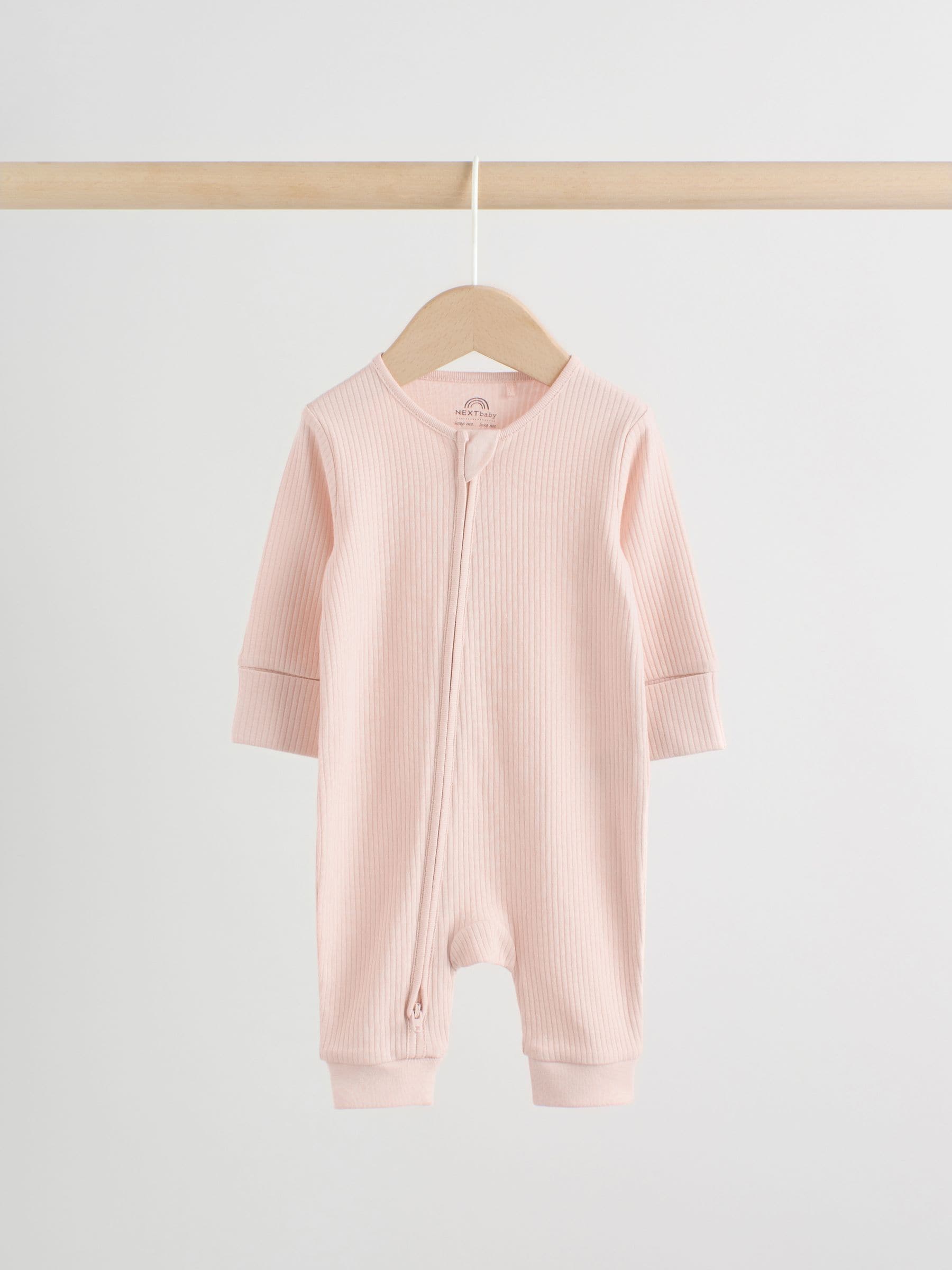 Pink 5 Pack Two Way Zip Baby Footless Sleepsuits (0mths-3yrs) image 5