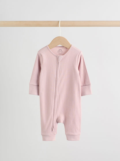 Pink 5 Pack Two Way Zip Baby Footless Sleepsuits (0mths-3yrs) image 6