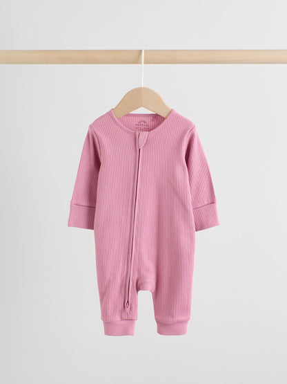 Pink 5 Pack Two Way Zip Baby Footless Sleepsuits (0mths-3yrs) image 8