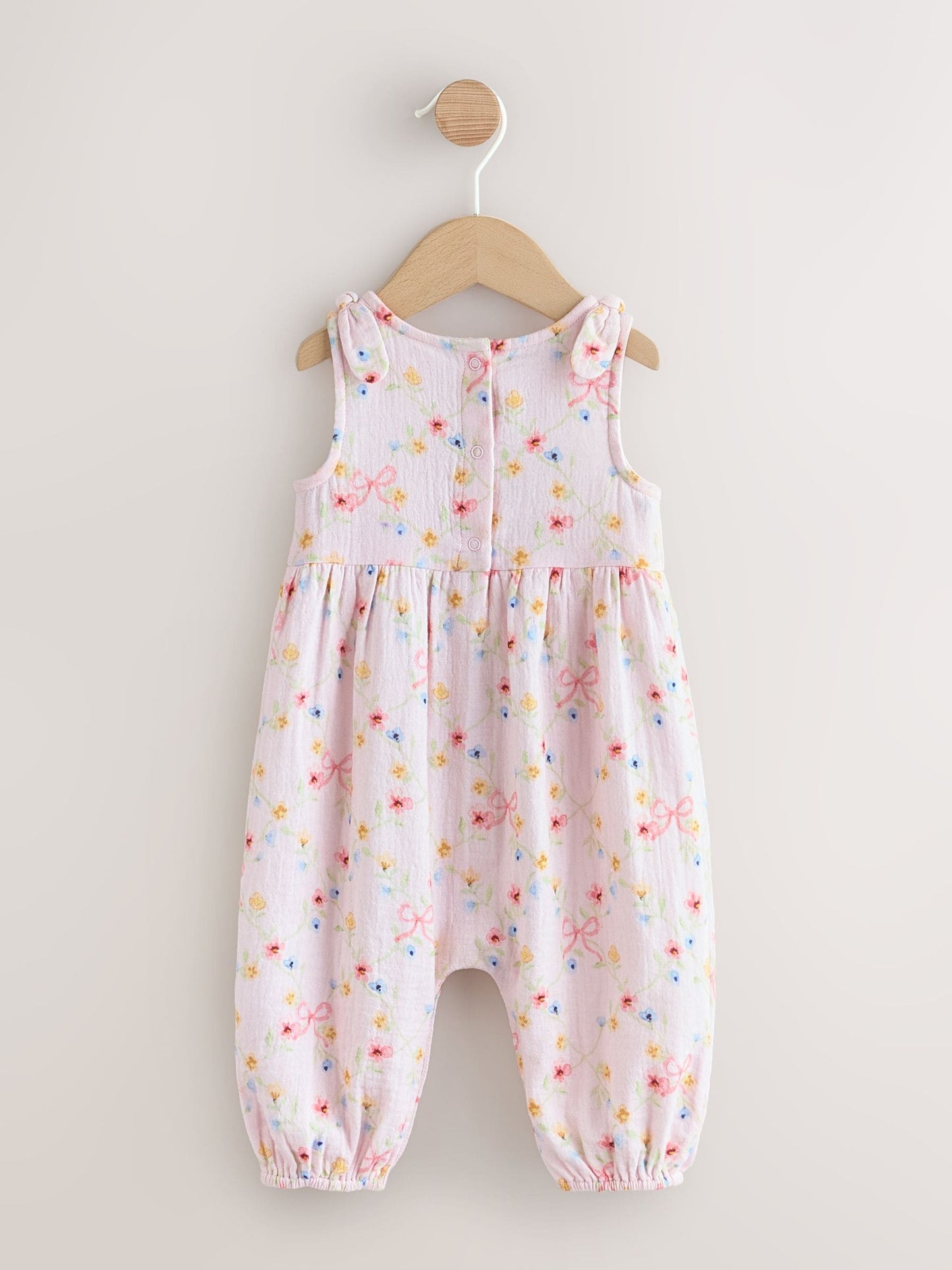 Pink Floral Baby Long Leg Muslin Romper (0mths-3yrs) image 2