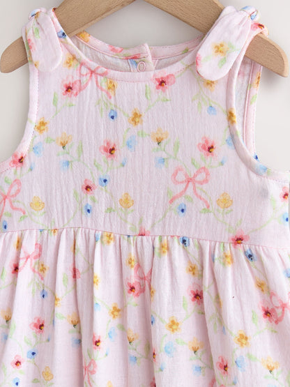 Pink Floral Baby Long Leg Muslin Romper (0mths-3yrs) image 7