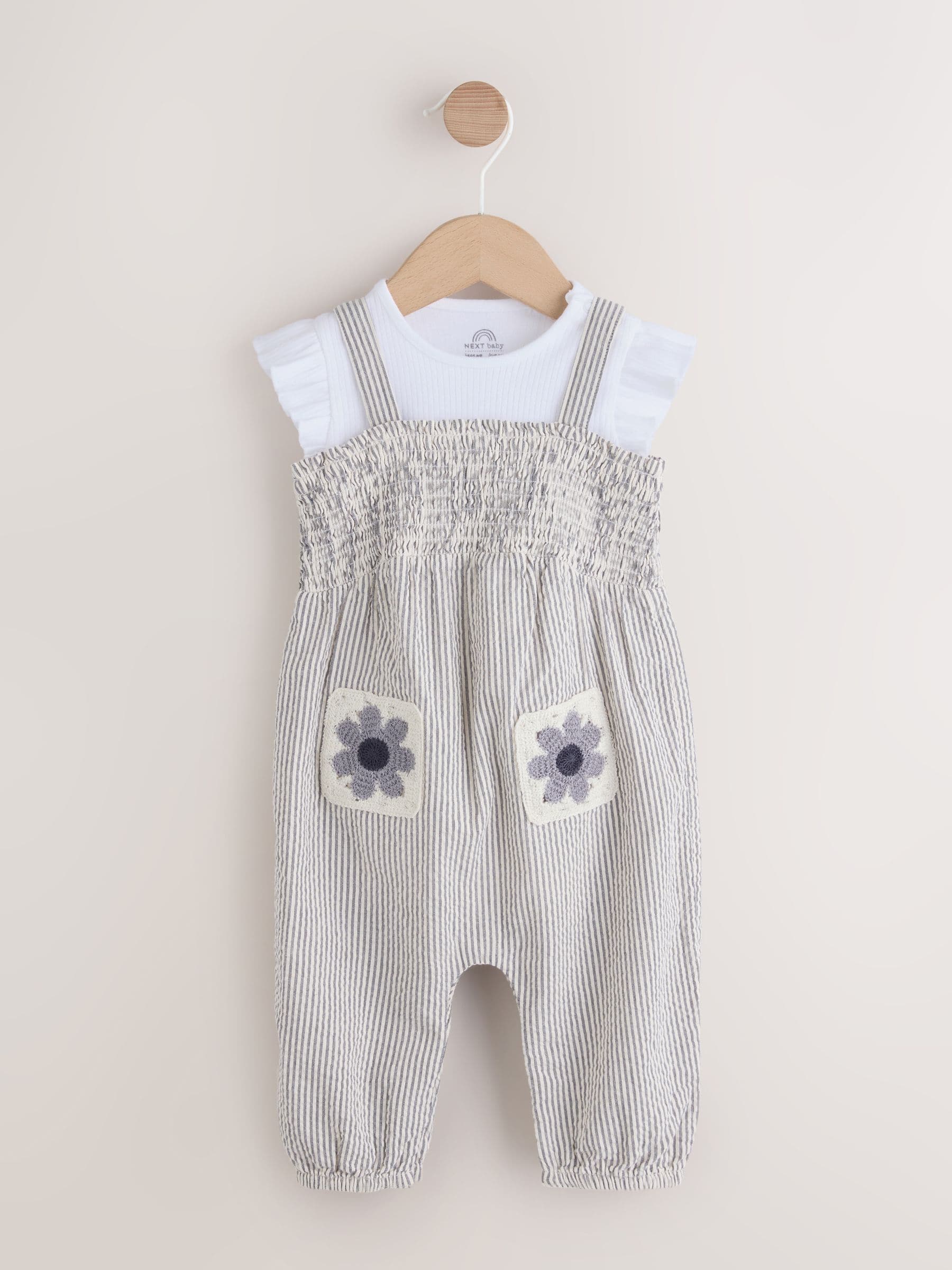 Black/White Stripe Baby Dungarees and Bodysuit Set 2 Piece (0mths-2yrs) image 1