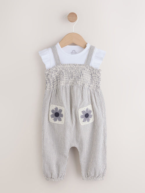Black/White Stripe Baby Dungarees and Bodysuit Set 2 Piece (0mths-2yrs) image 1