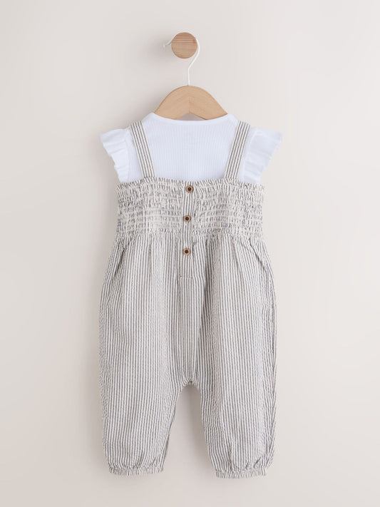 Black/White Stripe Baby Dungarees and Bodysuit Set 2 Piece (0mths-2yrs) image 2