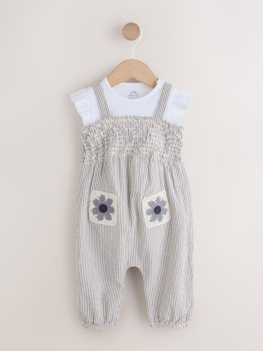 Black/White Stripe Baby Dungarees and Bodysuit Set 2 Piece (0mths-2yrs) image 1