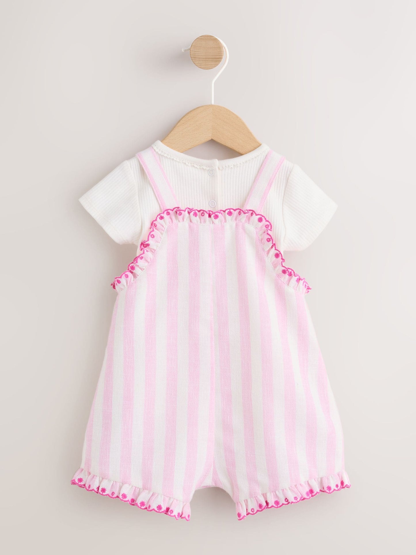 Pink Stripe Baby Dungarees and Bodysuits Set 2 Piece (0mths-2yrs) image 3