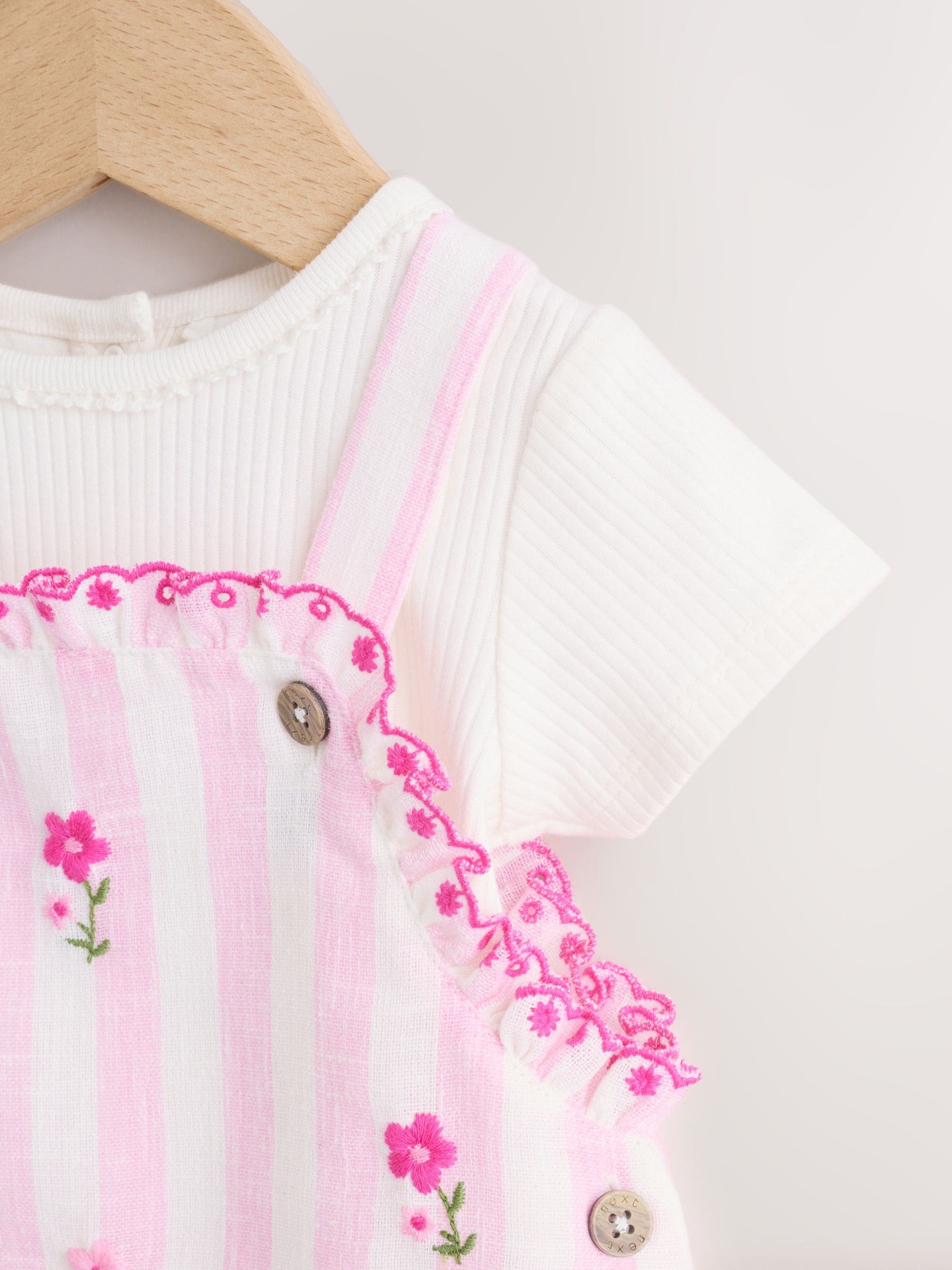Pink Stripe Baby Dungarees and Bodysuits Set 2 Piece (0mths-2yrs) image 4
