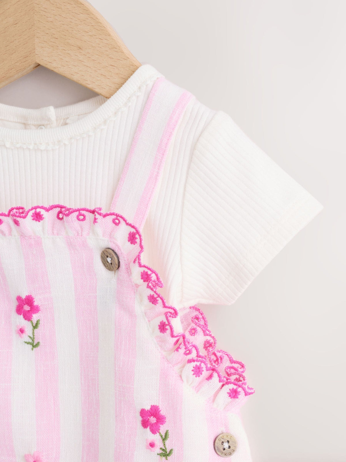 Pink Stripe Baby Dungarees and Bodysuits Set 2 Piece (0mths-2yrs) image 4