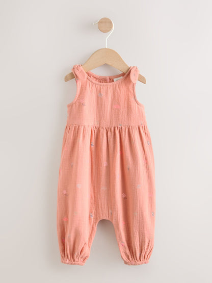 Orange Tropical Baby Long Leg Muslin Romper (0mths-3yrs) image 1