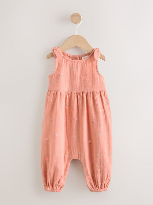 Orange Tropical Baby Long Leg Muslin Romper (0mths-3yrs) image 1