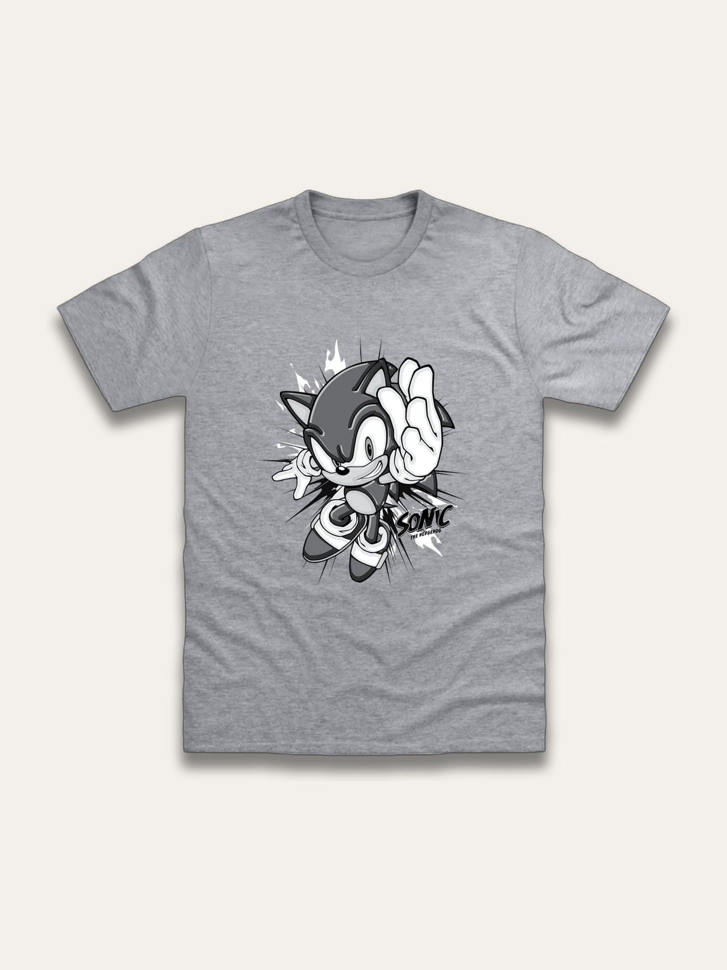 Brand Threads Grey Sonic The Hedgehog Print T-Shirt image 1