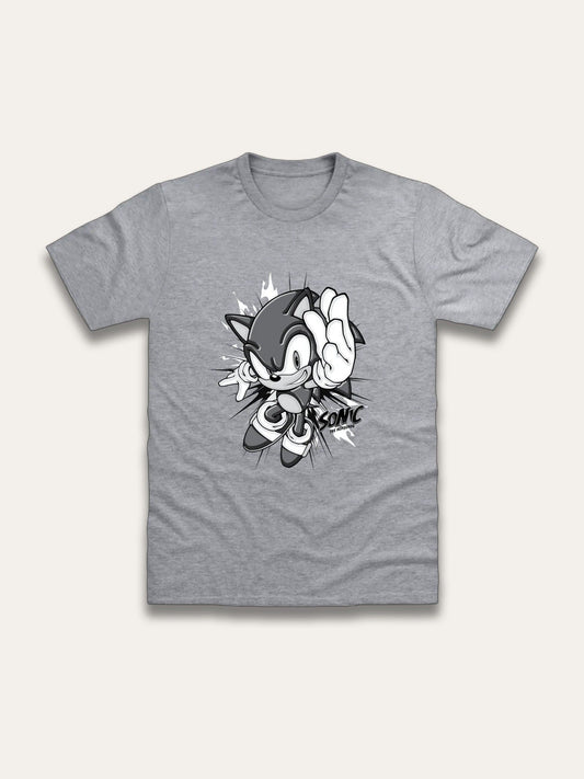 Brand Threads Grey Sonic The Hedgehog Print T-Shirt image 1