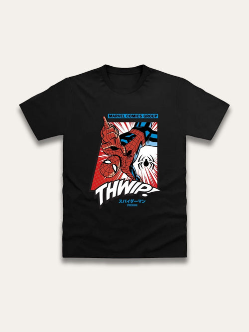 Brand Threads Black Spiderman Print T-Shirt image 1