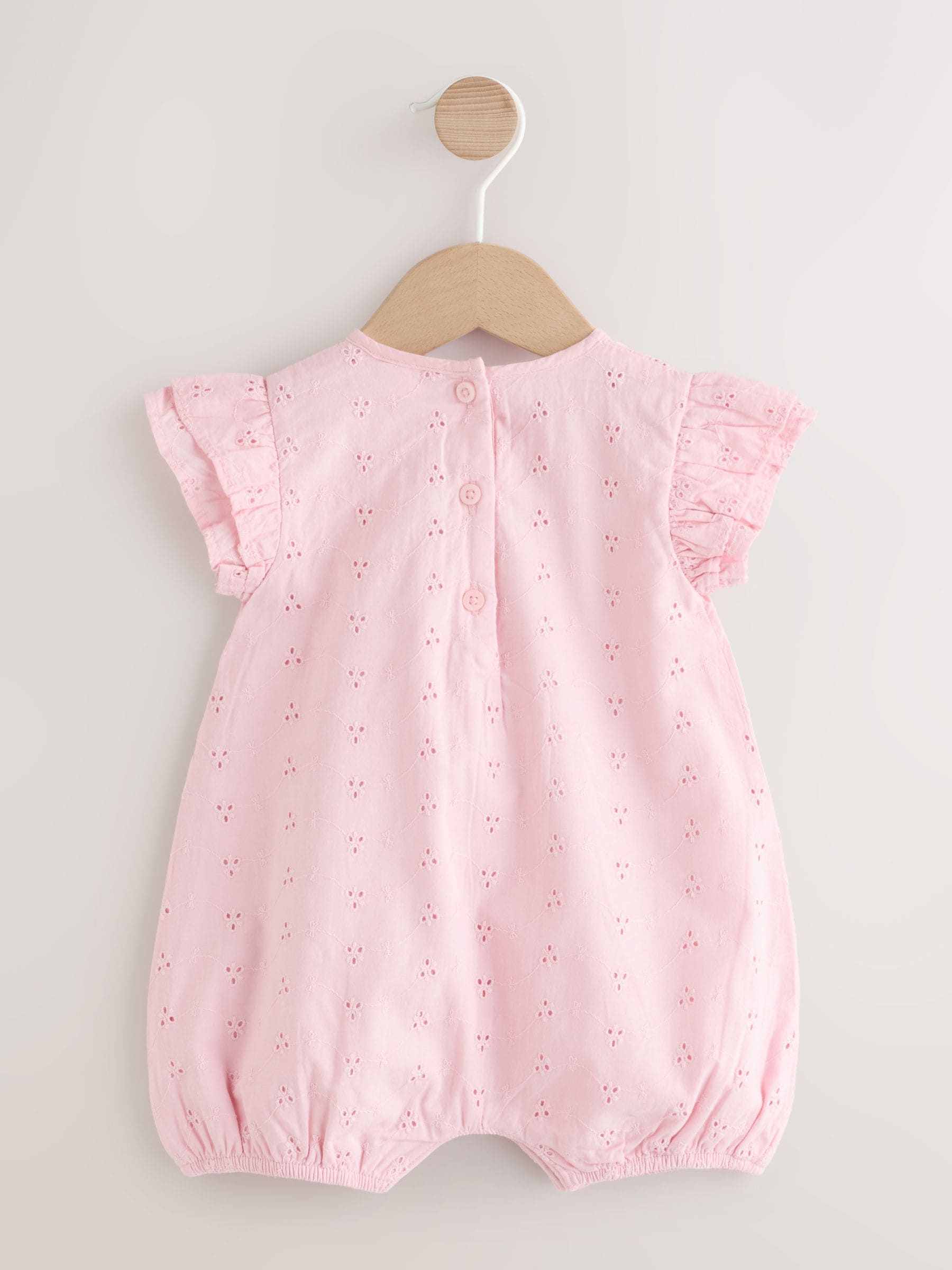 Pink Broderie Baby Romper (0mths-2yrs) image 2