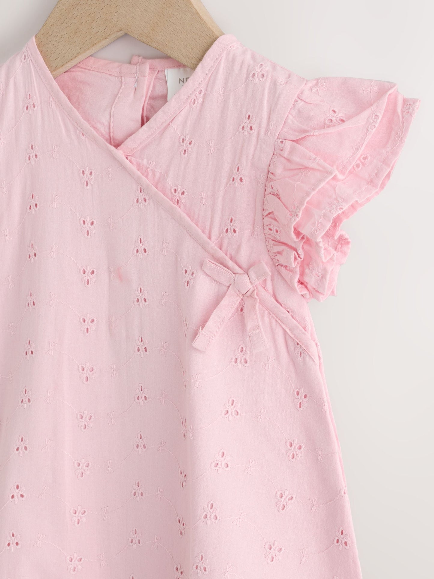 Pink Broderie Baby Romper (0mths-2yrs) image 3
