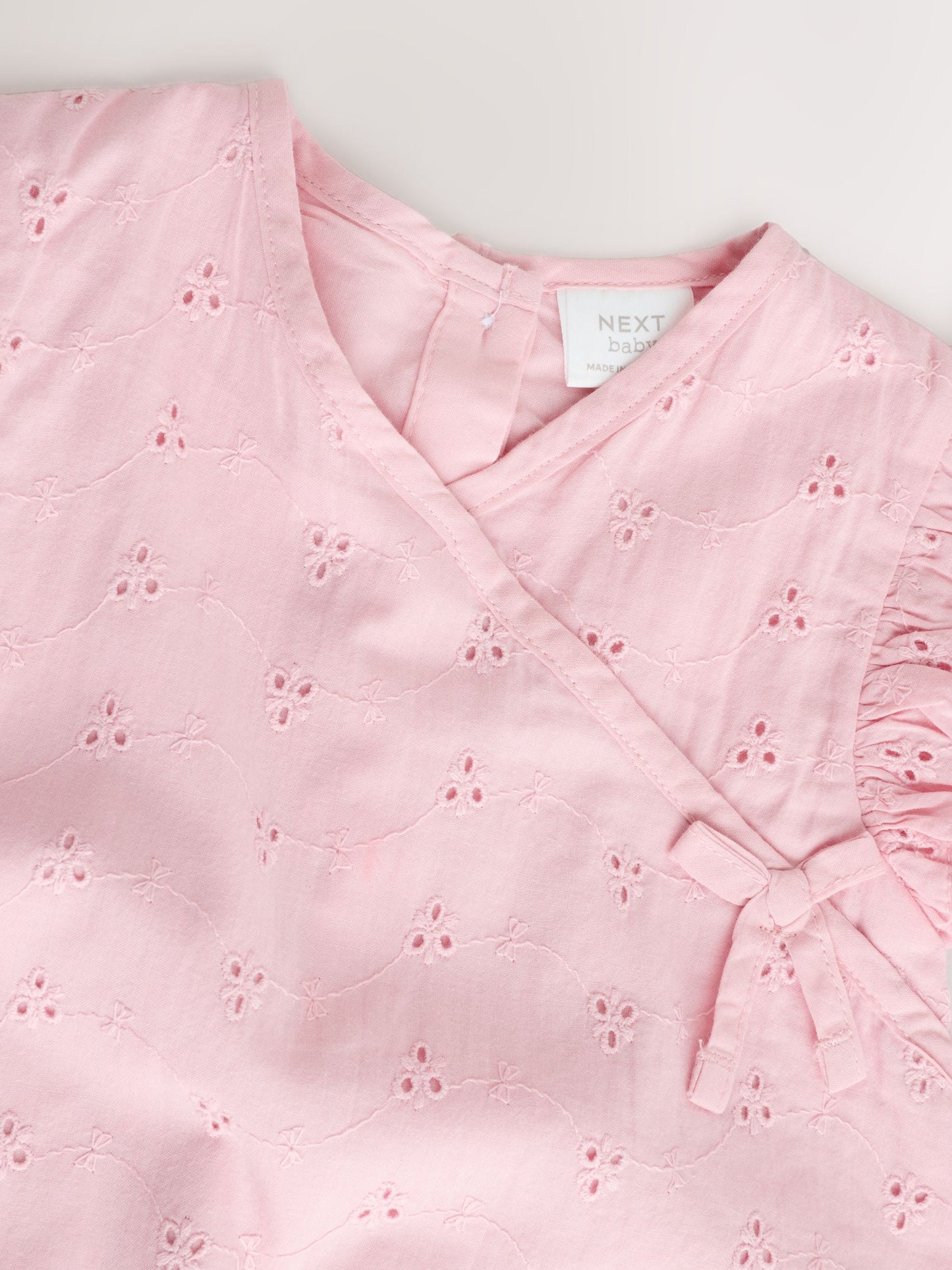 Pink Broderie Baby Romper (0mths-2yrs) image 4