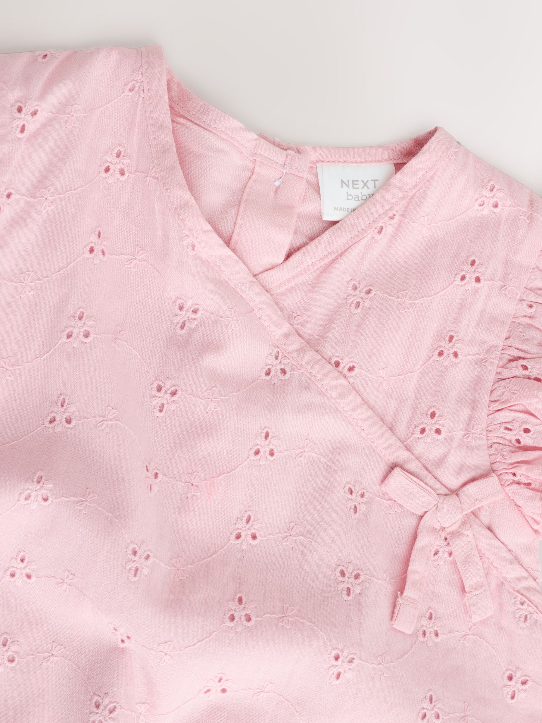 Pink Broderie Baby Romper (0mths-2yrs) image 4