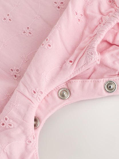 Pink Broderie Baby Romper (0mths-2yrs) image 6
