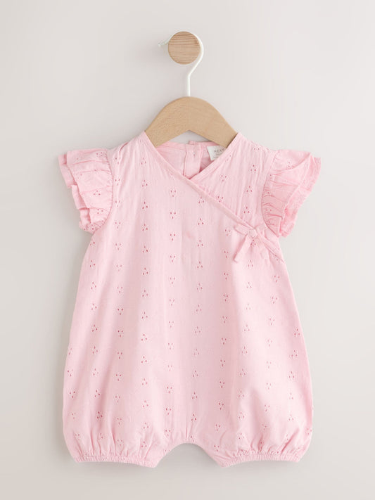 Pink Broderie Baby Romper (0mths-2yrs) image 1
