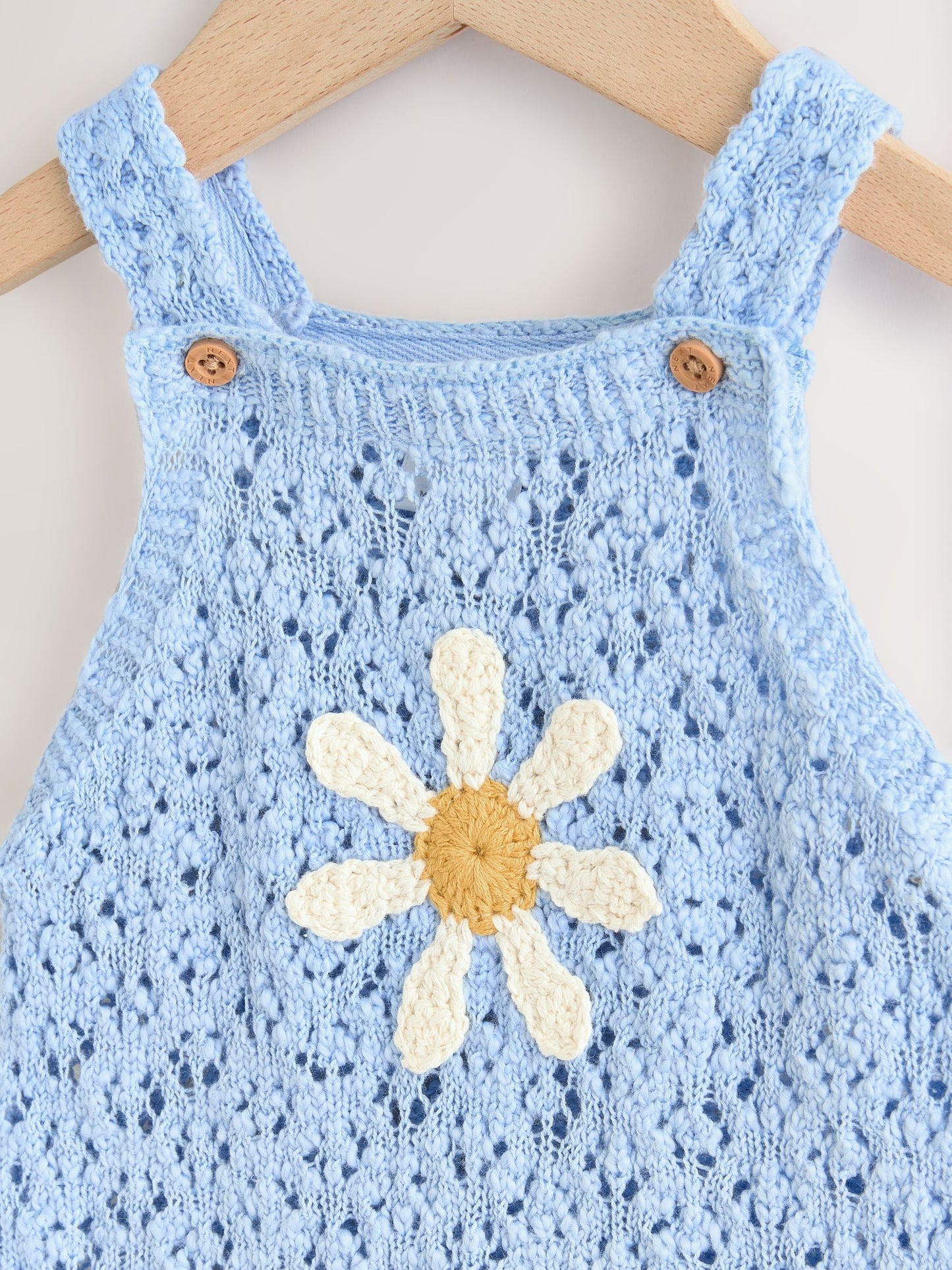 Blue Daisy Knitted Baby Romper (0mths-2yrs) image 5
