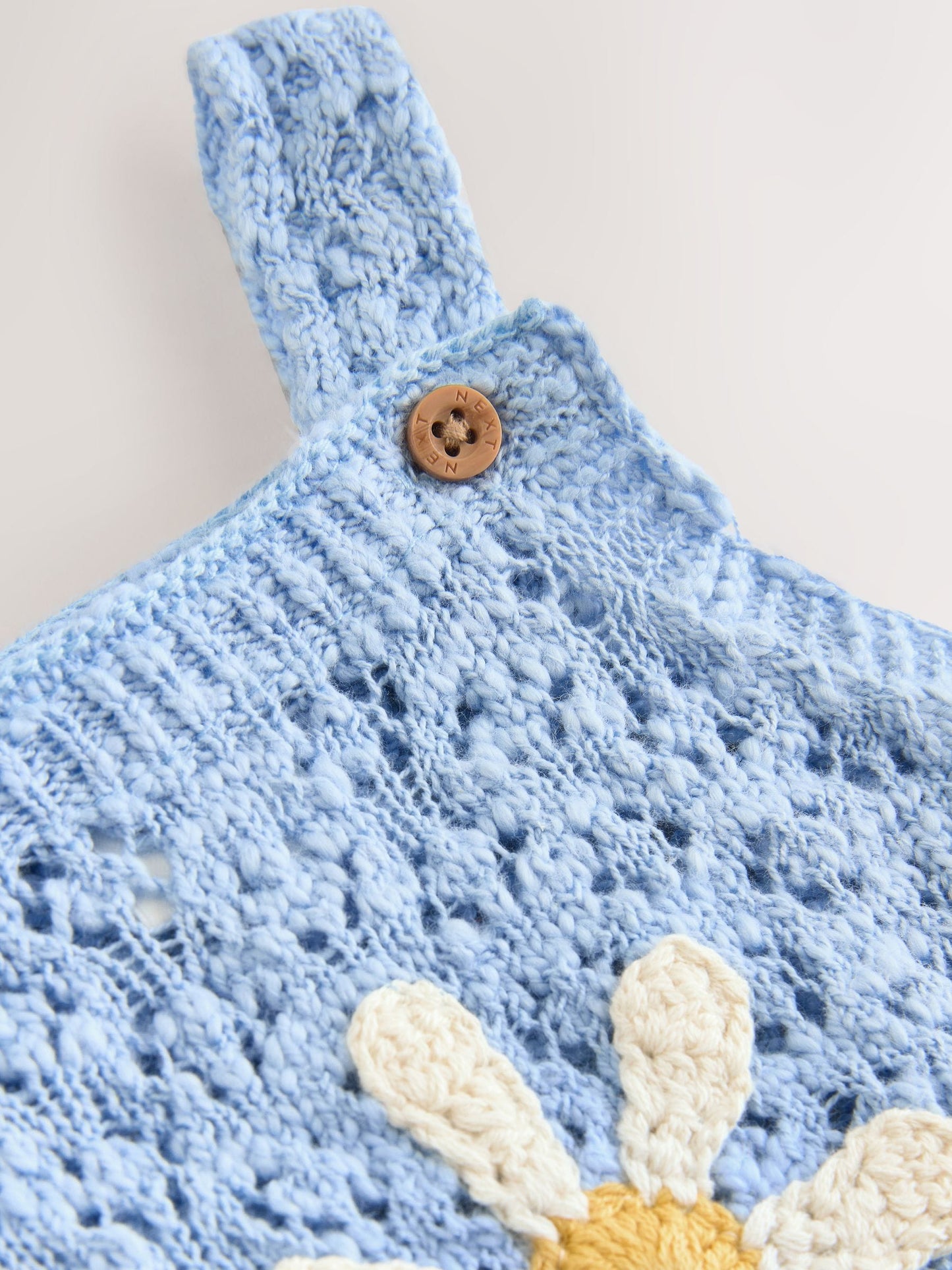 Blue Daisy Knitted Baby Romper (0mths-2yrs) image 6