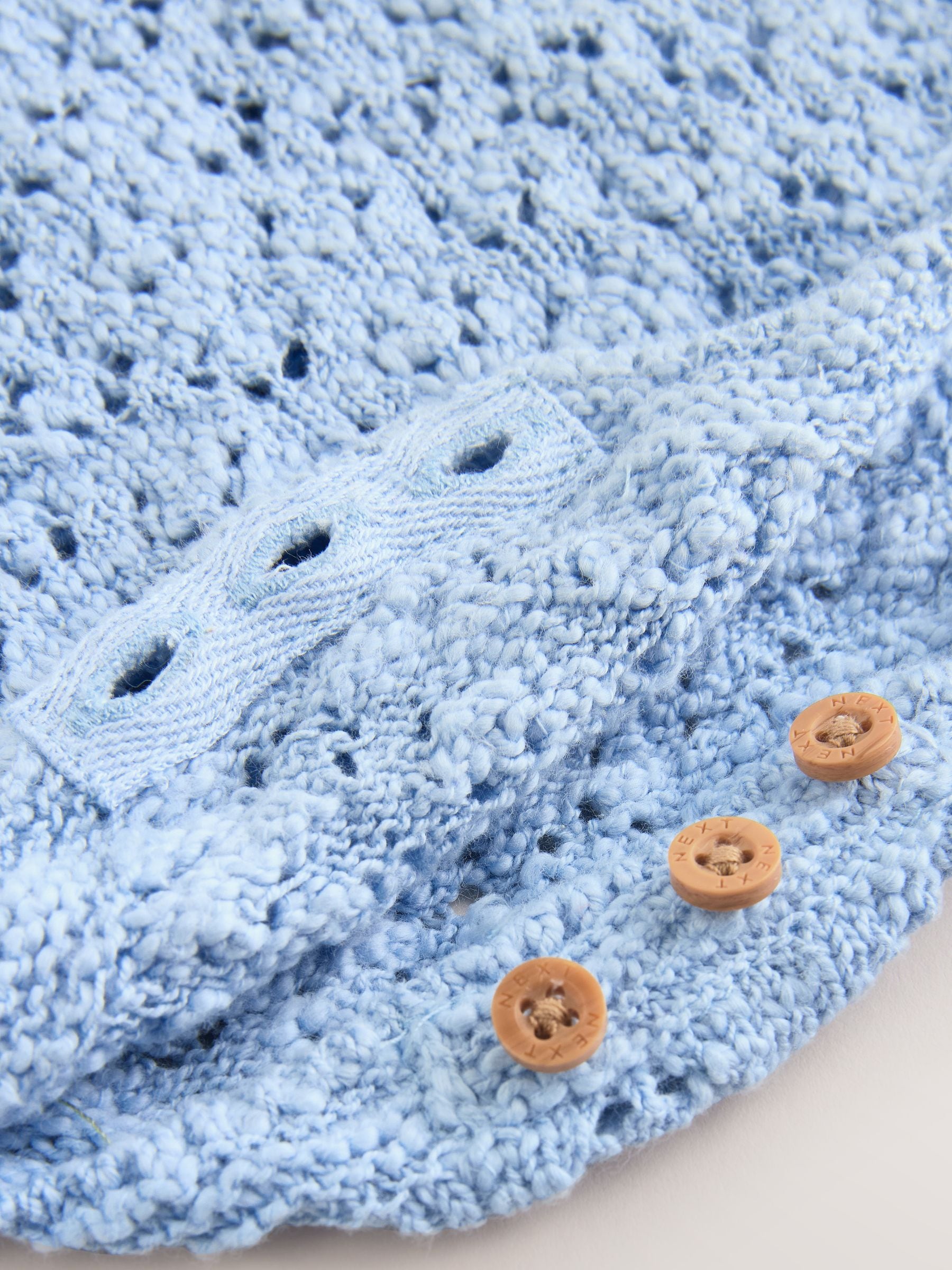 Blue Daisy Knitted Baby Romper (0mths-2yrs) image 7