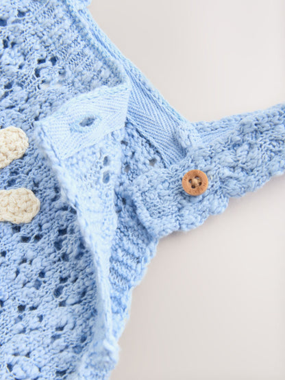 Blue Daisy Knitted Baby Romper (0mths-2yrs) image 8