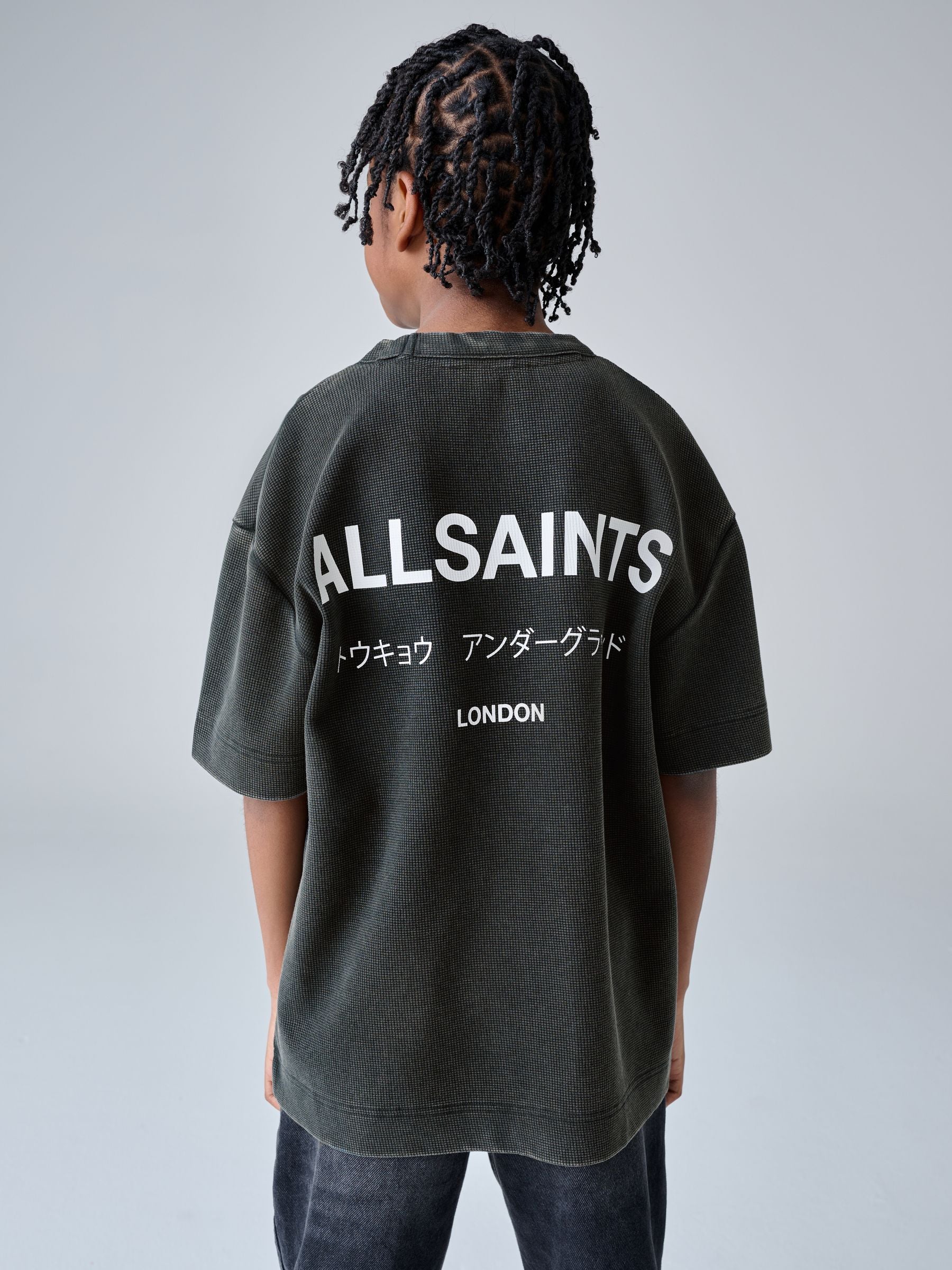 Dsiney Kidz - smALLSAINTS Black Oversized Waffle Underground T-Shirt image 3