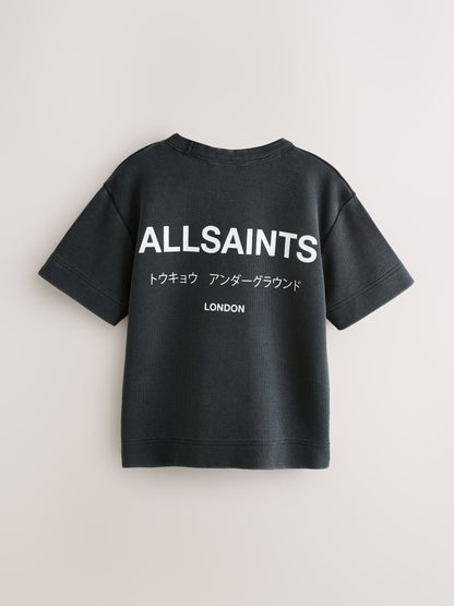 Dsiney Kidz - smALLSAINTS Black Oversized Waffle Underground T-Shirt image 6