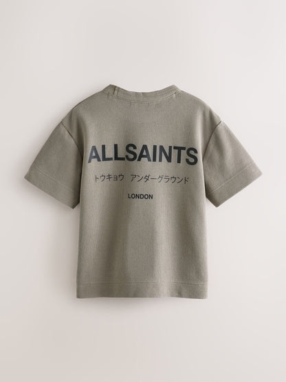 Dsiney Kidz - smALLSAINTS Khaki Green Oversized Waffle Underground T-Shirt image 3