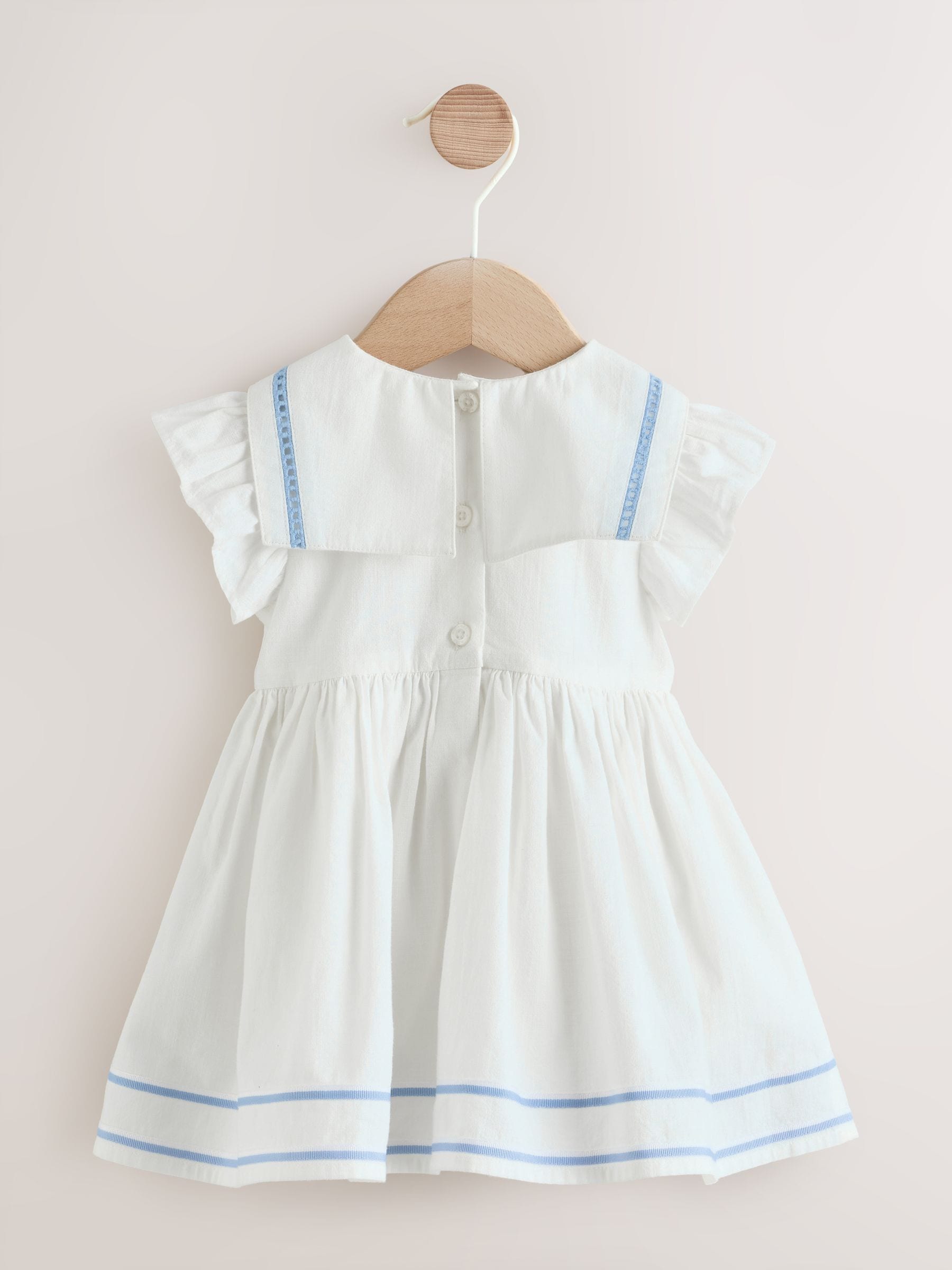 White Woven Baby Dress (0mths-2yrs) image 2