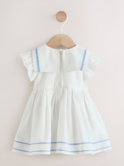 White Woven Baby Dress (0mths-2yrs) image 2