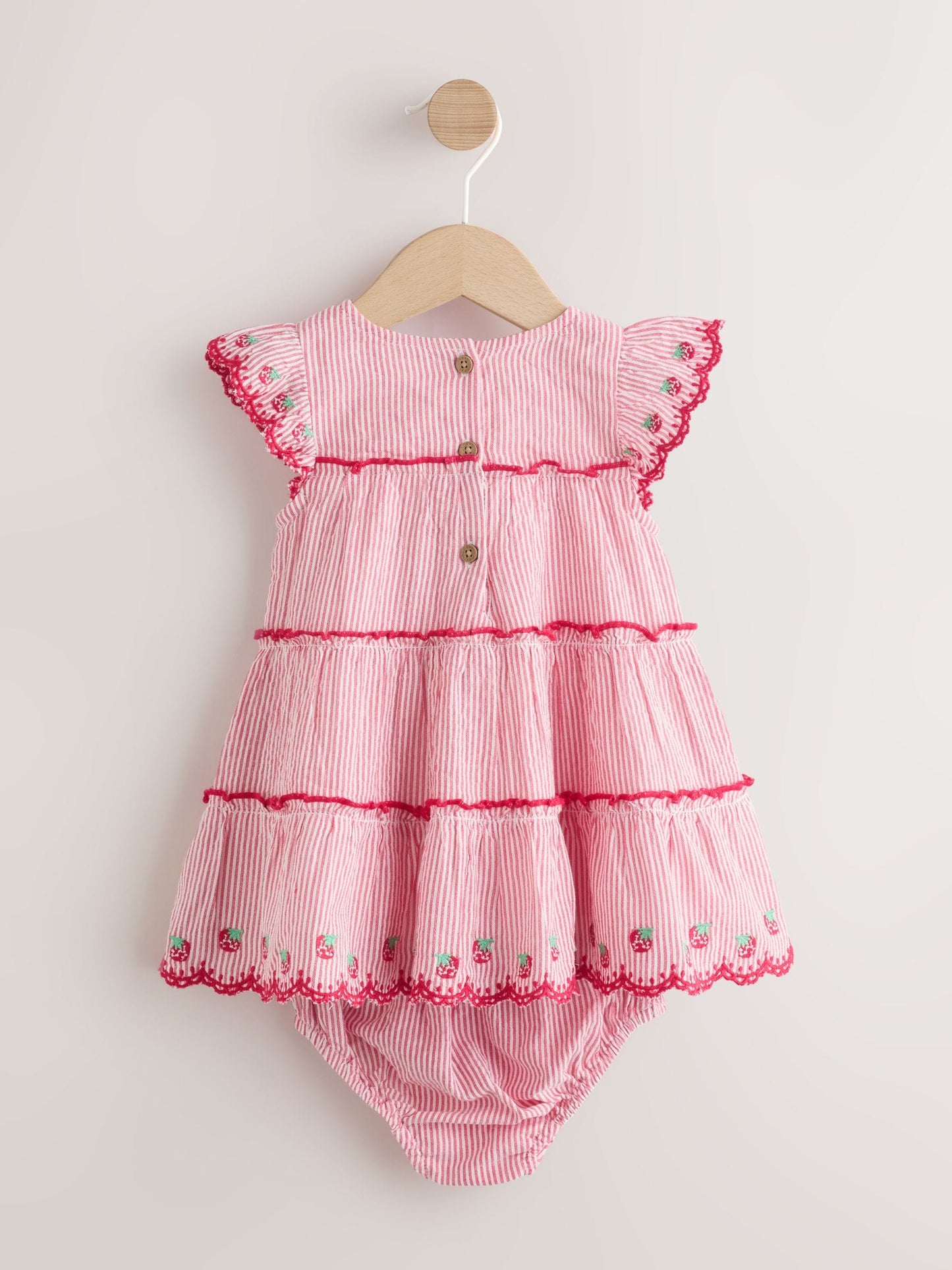 Red Strawberry Baby Tiered Woven Dress and Knickers Set 2 Piece (0mths-2yrs) image 3