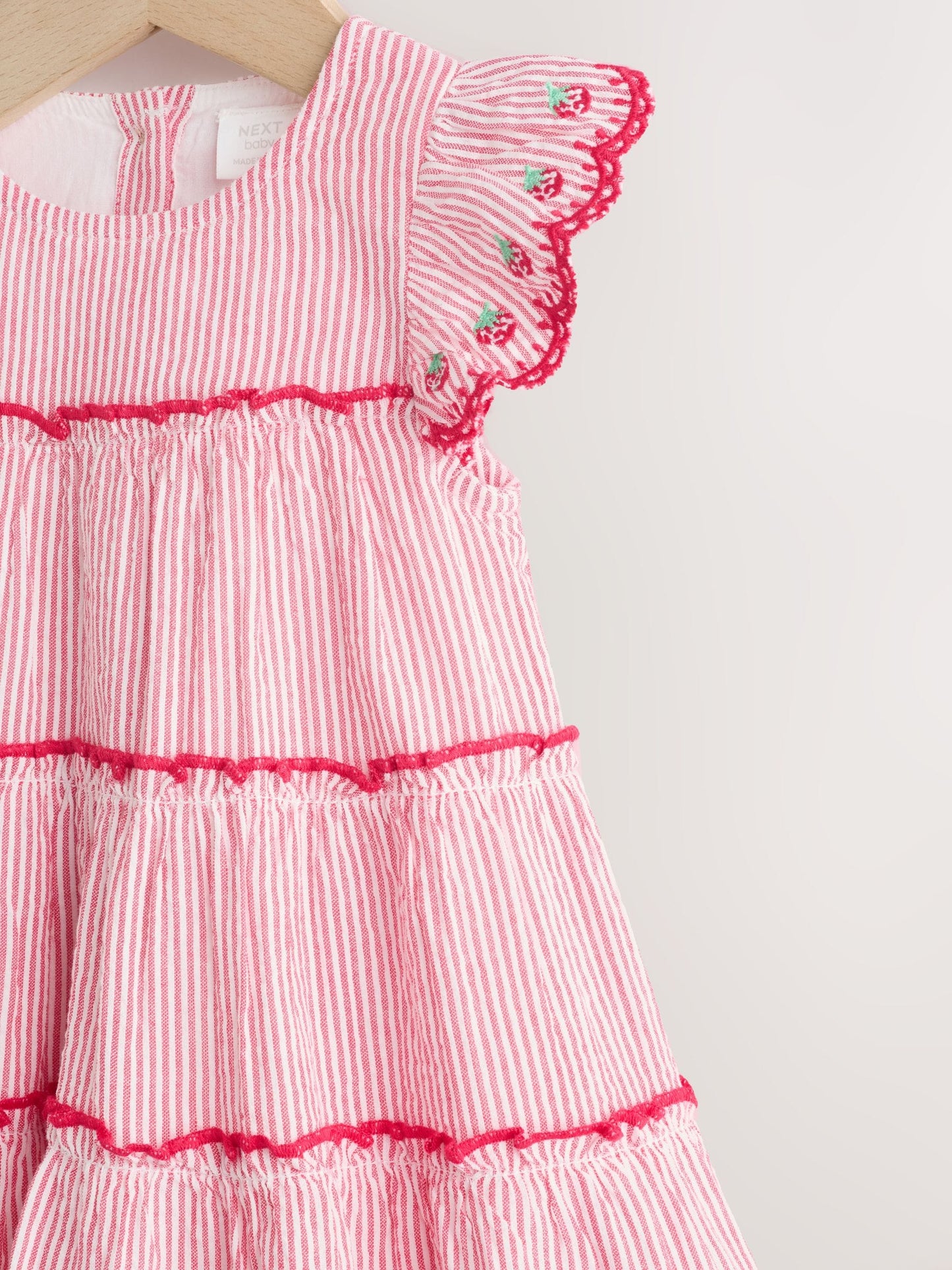 Red Strawberry Baby Tiered Woven Dress and Knickers Set 2 Piece (0mths-2yrs) image 4