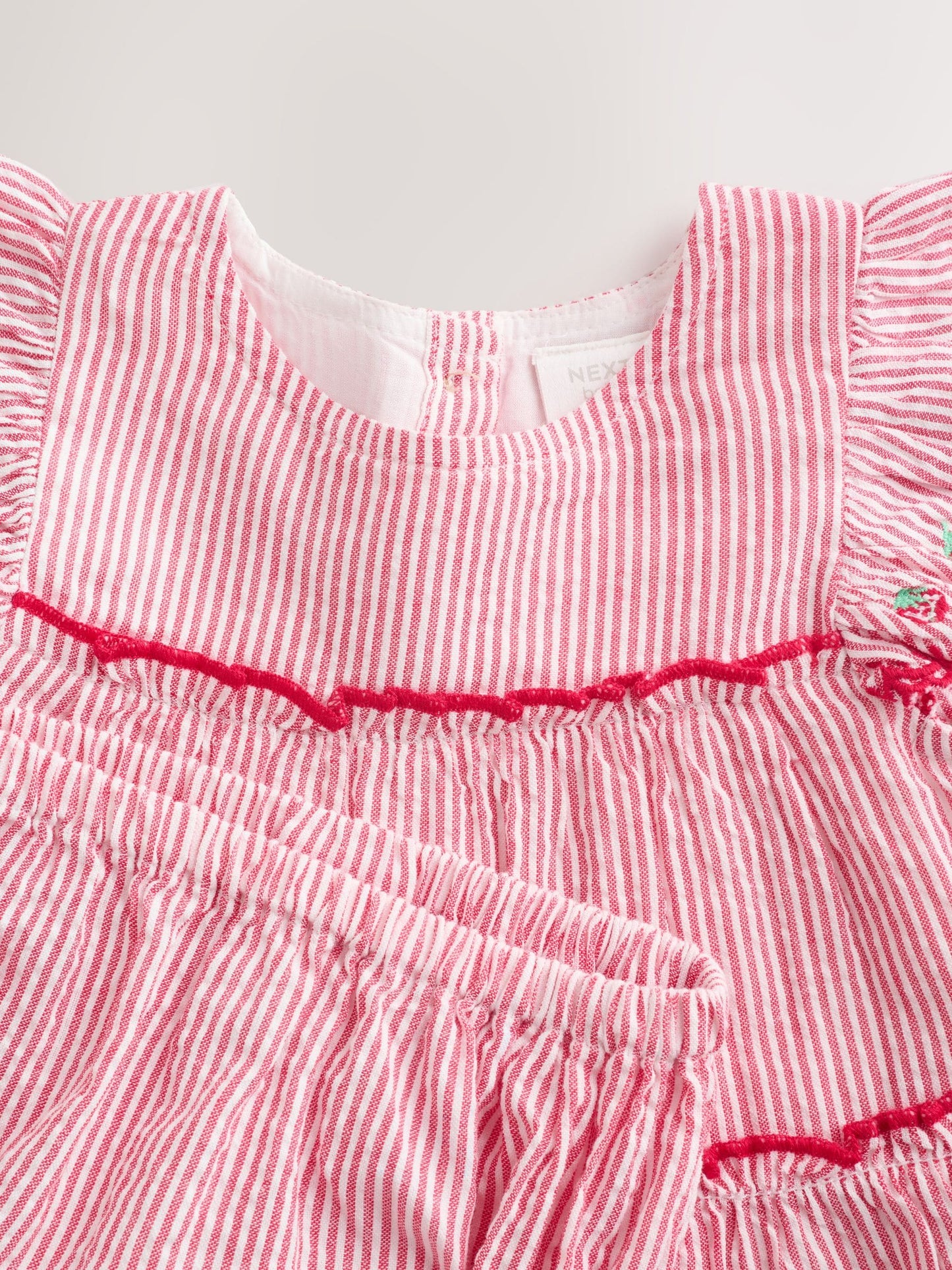 Red Strawberry Baby Tiered Woven Dress and Knickers Set 2 Piece (0mths-2yrs) image 5