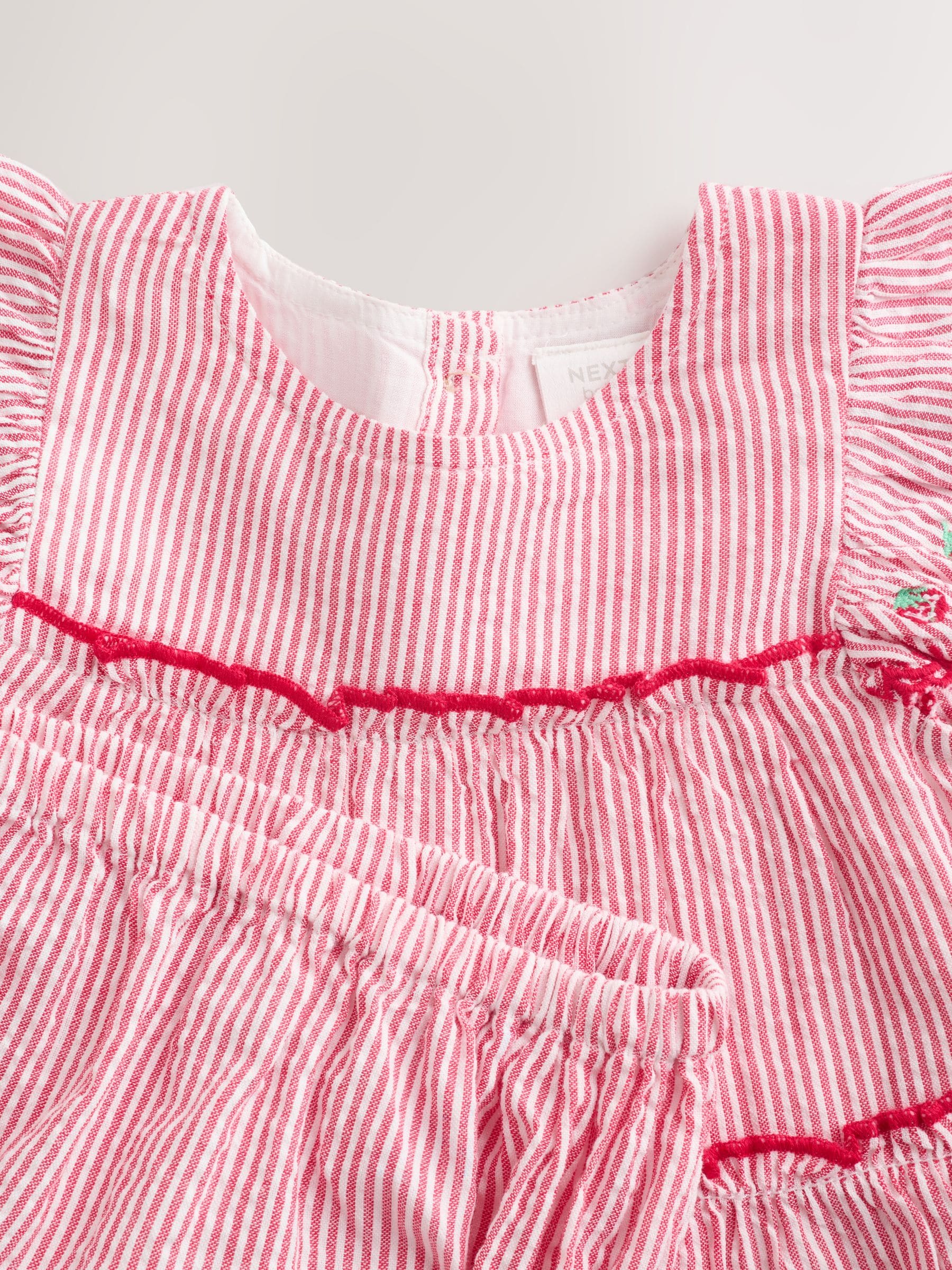 Red Strawberry Baby Tiered Woven Dress and Knickers Set 2 Piece (0mths-2yrs) image 5