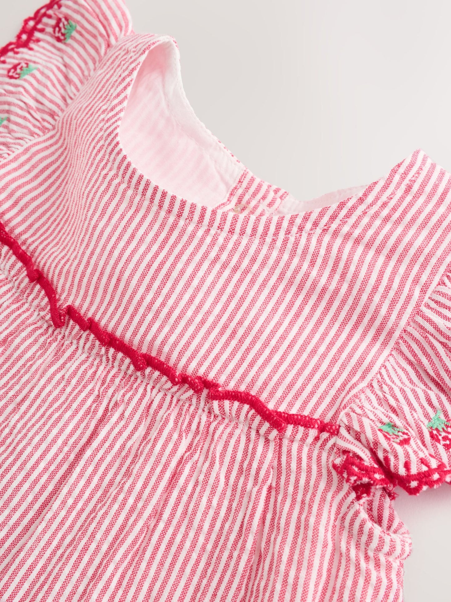 Red Strawberry Baby Tiered Woven Dress and Knickers Set 2 Piece (0mths-2yrs) image 6