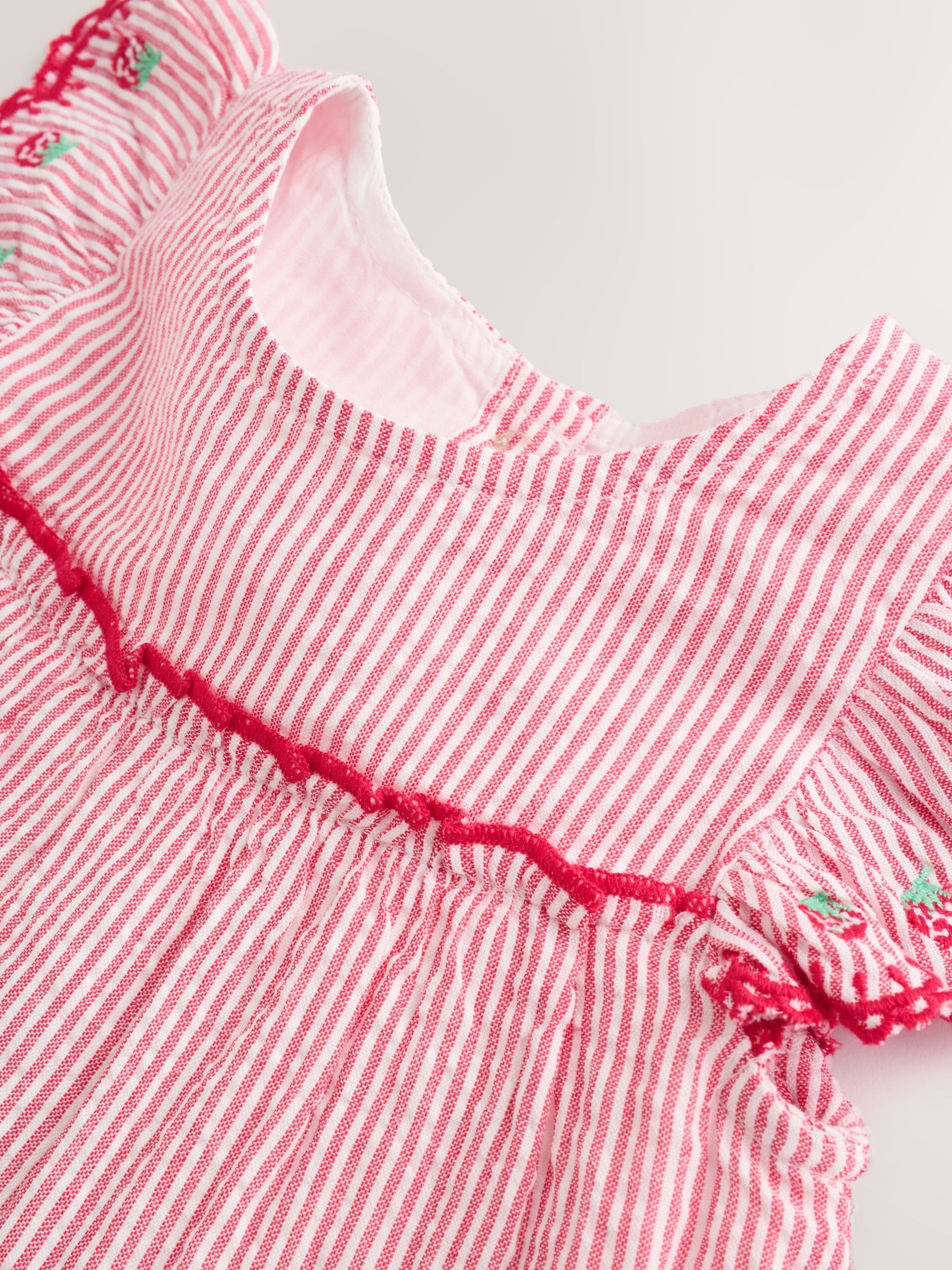 Red Strawberry Baby Tiered Woven Dress and Knickers Set 2 Piece (0mths-2yrs) image 6